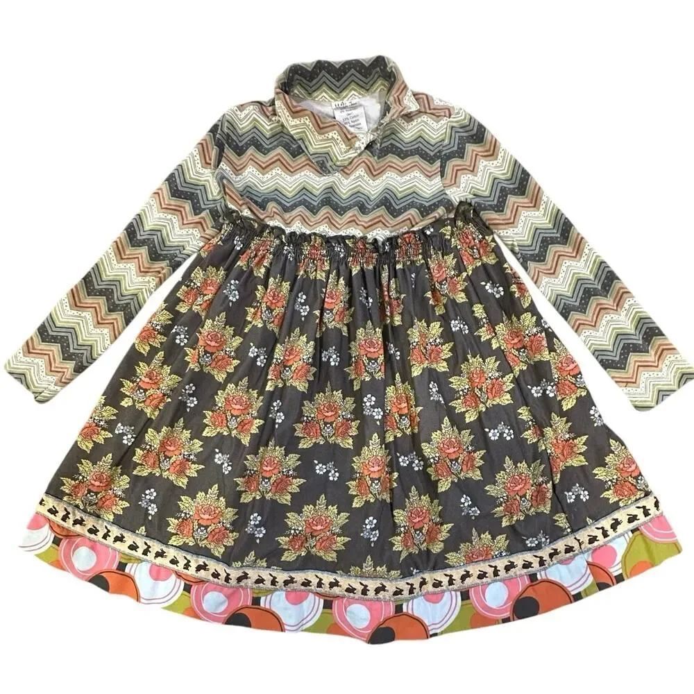 Matilda Jane Girls SZ 6 Field Trip Harlow Mock Turtleneck Cottagecore BOHO Dress